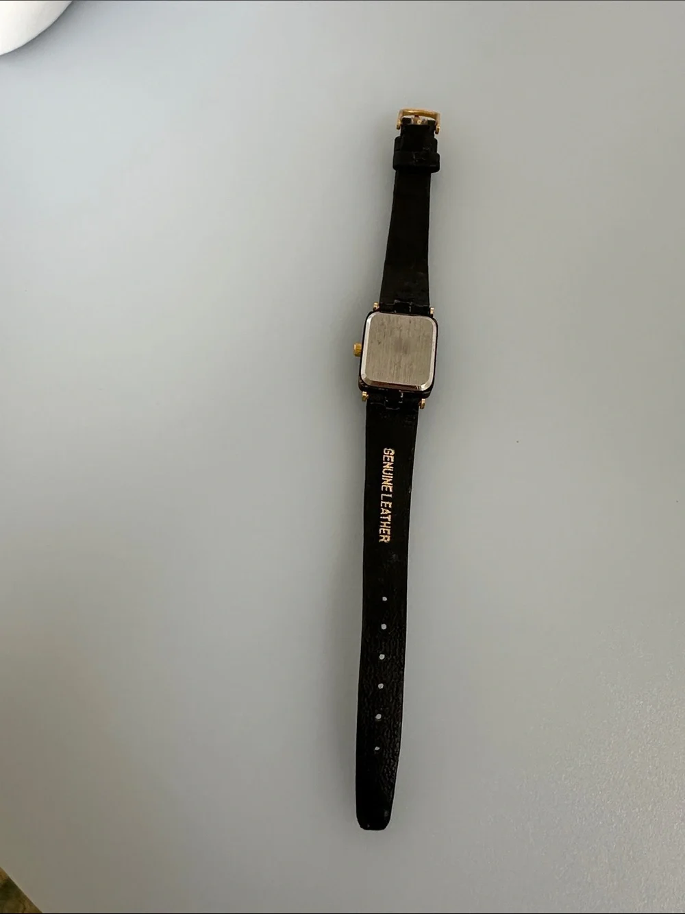 Gucci Vintage Square Dial Leather Strap Watch - Black & Brown Tan